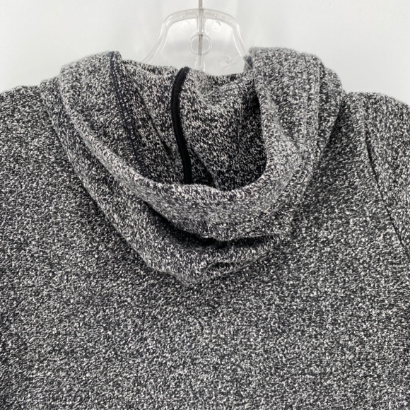 Reitmans Cardigan Womens Small Open Front Side Pockets Hood Black Grey Long - Picture 11 of 13